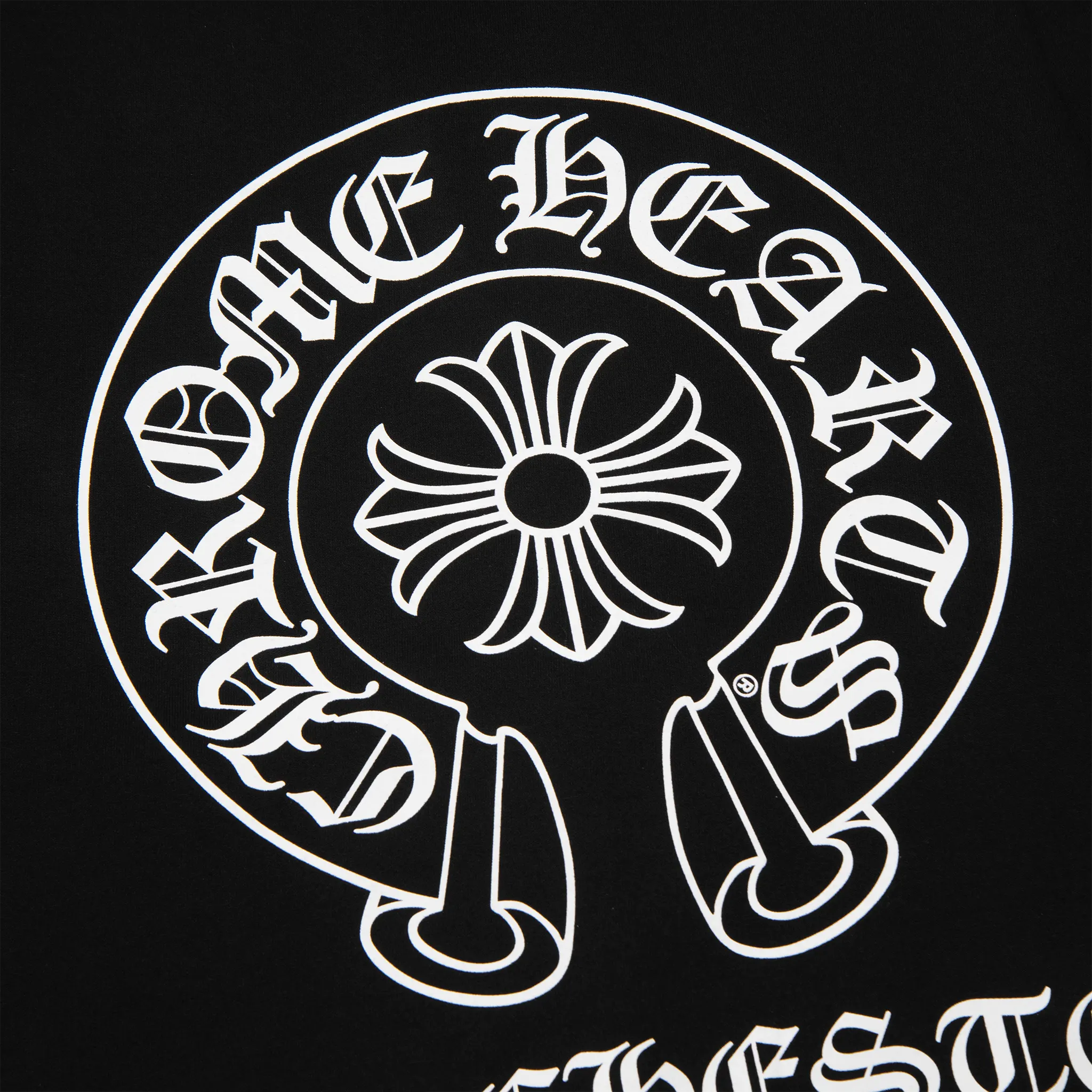 Logo view of Chrome Hearts Manchester Exclusive Horse Shoe Zip-Up Black Hoodie